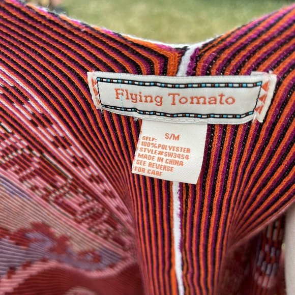 Flying Tomato Women's Small/Medium Long Cardigan Poncho Aztec Fringe Design - Picture 8 of 9